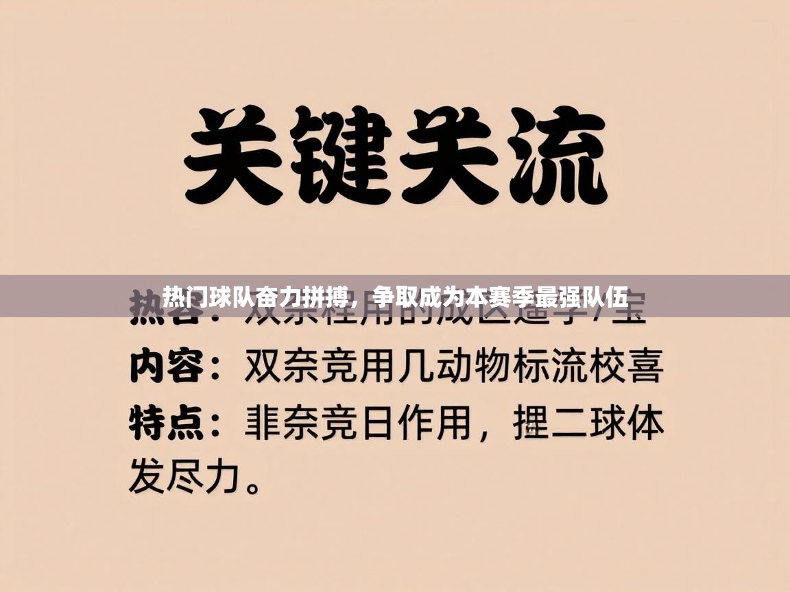 热门球队奋力拼搏，争取成为本赛季最强队伍  第2张